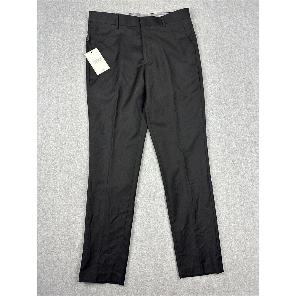 Vinci Pants Mens 30x30 Black Chino Dress Trousers Straight Flat Formal NWT $89